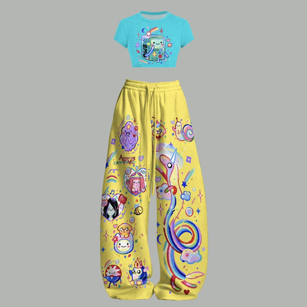 "Adventure Time" Women T-Shirt  & Elasticated Trousers Two-Piece Set