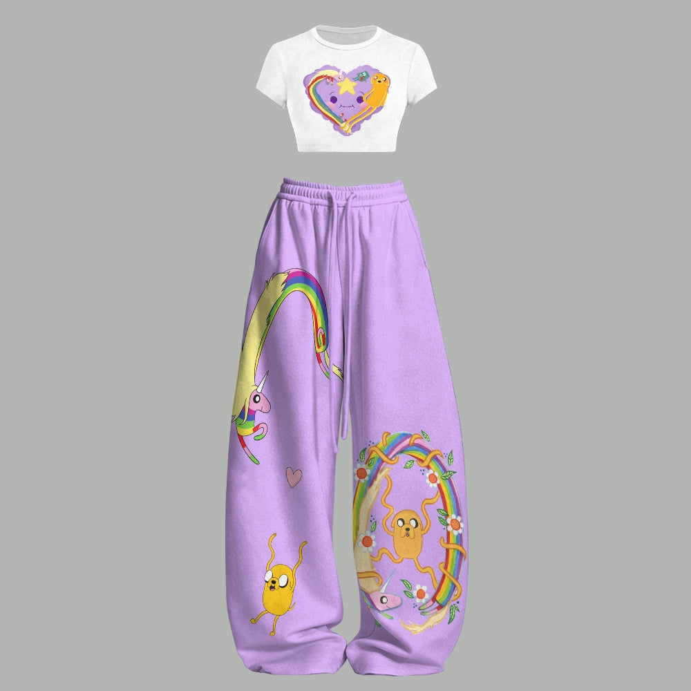 "Adventure Time" Women T-Shirt  & Elasticated Trousers Two-Piece Set