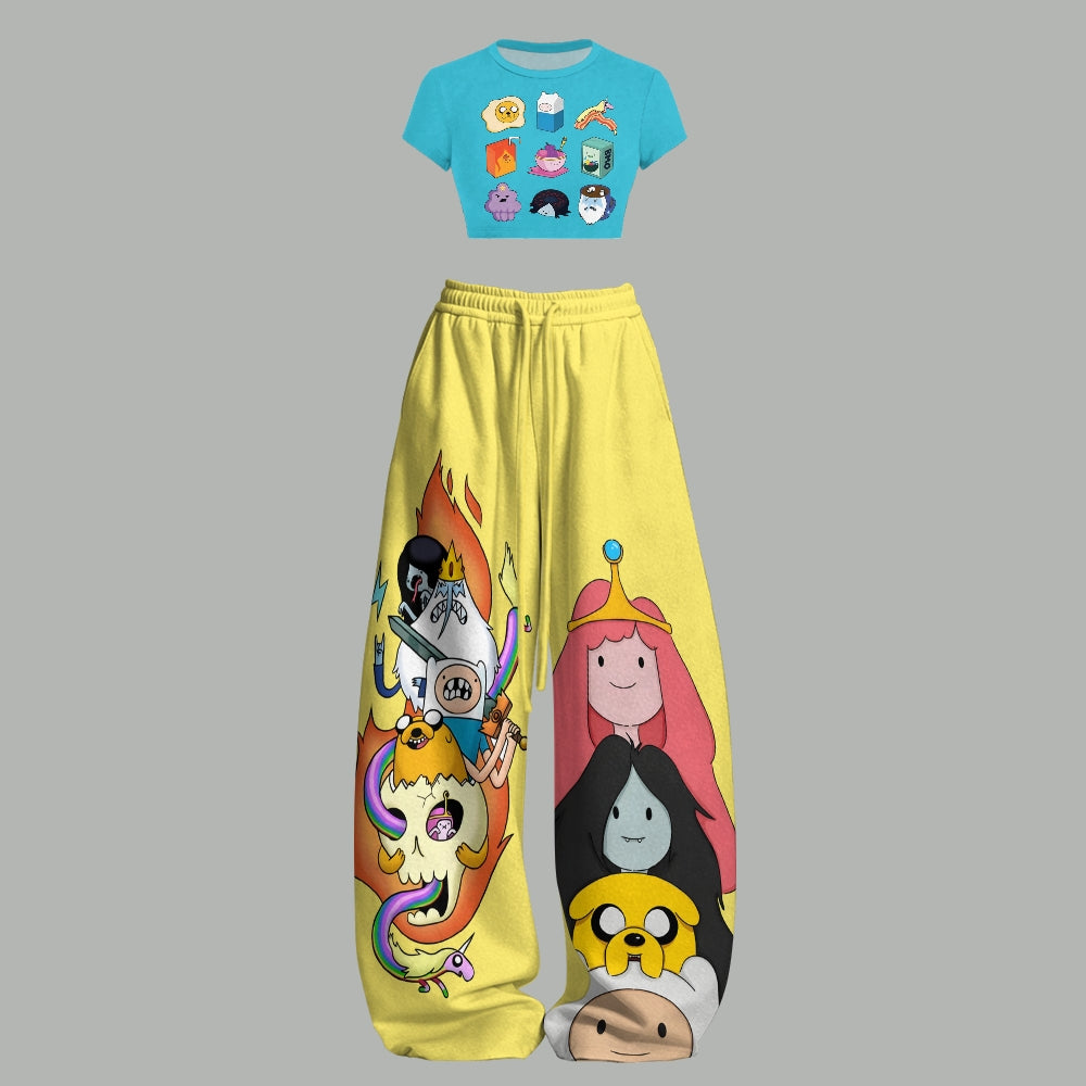 "Adventure Time" Women T-Shirt  & Elasticated Trousers Two-Piece Set
