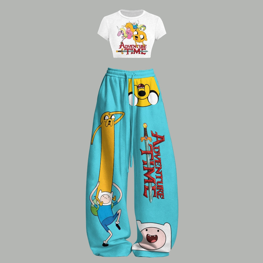 "Adventure Time" Women T-Shirt  & Elasticated Trousers Two-Piece Set