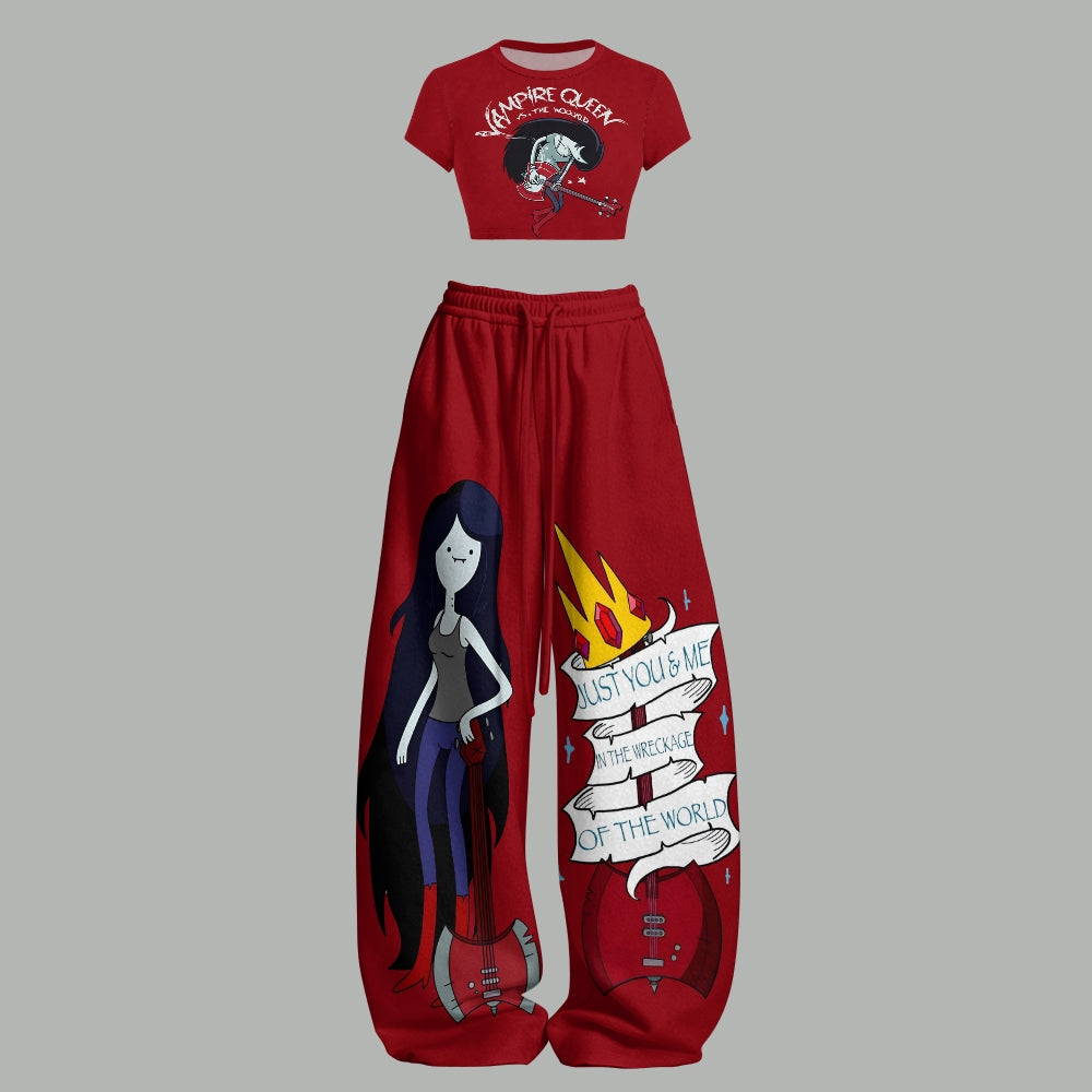 "Adventure Time" Women T-Shirt  & Elasticated Trousers Two-Piece Set