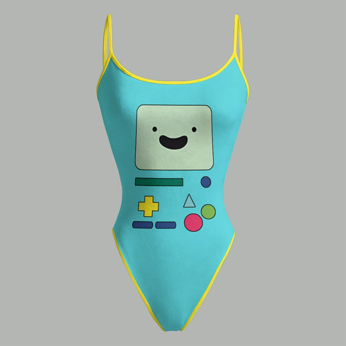 "Adventure Time" Bodysuit  & Stretch Black Denim Shorts Two-Piece Set
