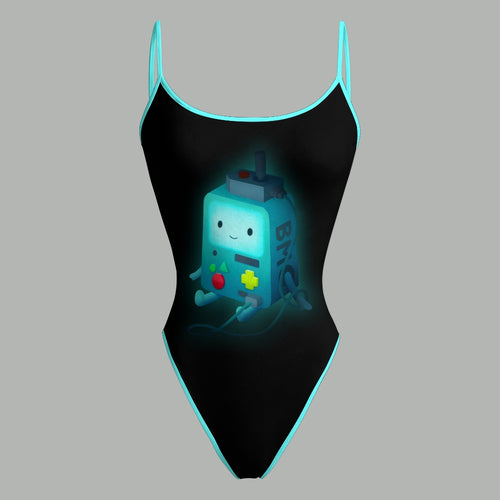 "Adventure Time" Bodysuit  & Stretch Black Denim Shorts Two-Piece Set