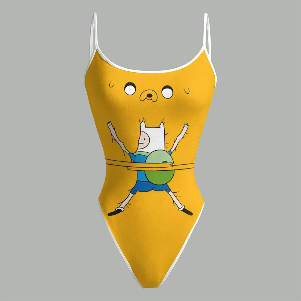 "Adventure Time" Bodysuit  & Stretch Black Denim Shorts Two-Piece Set