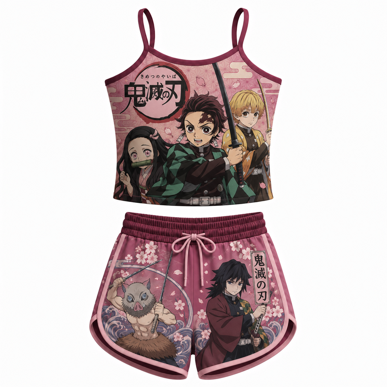 Demon Slayer Anime Shorts and Crop Top Set