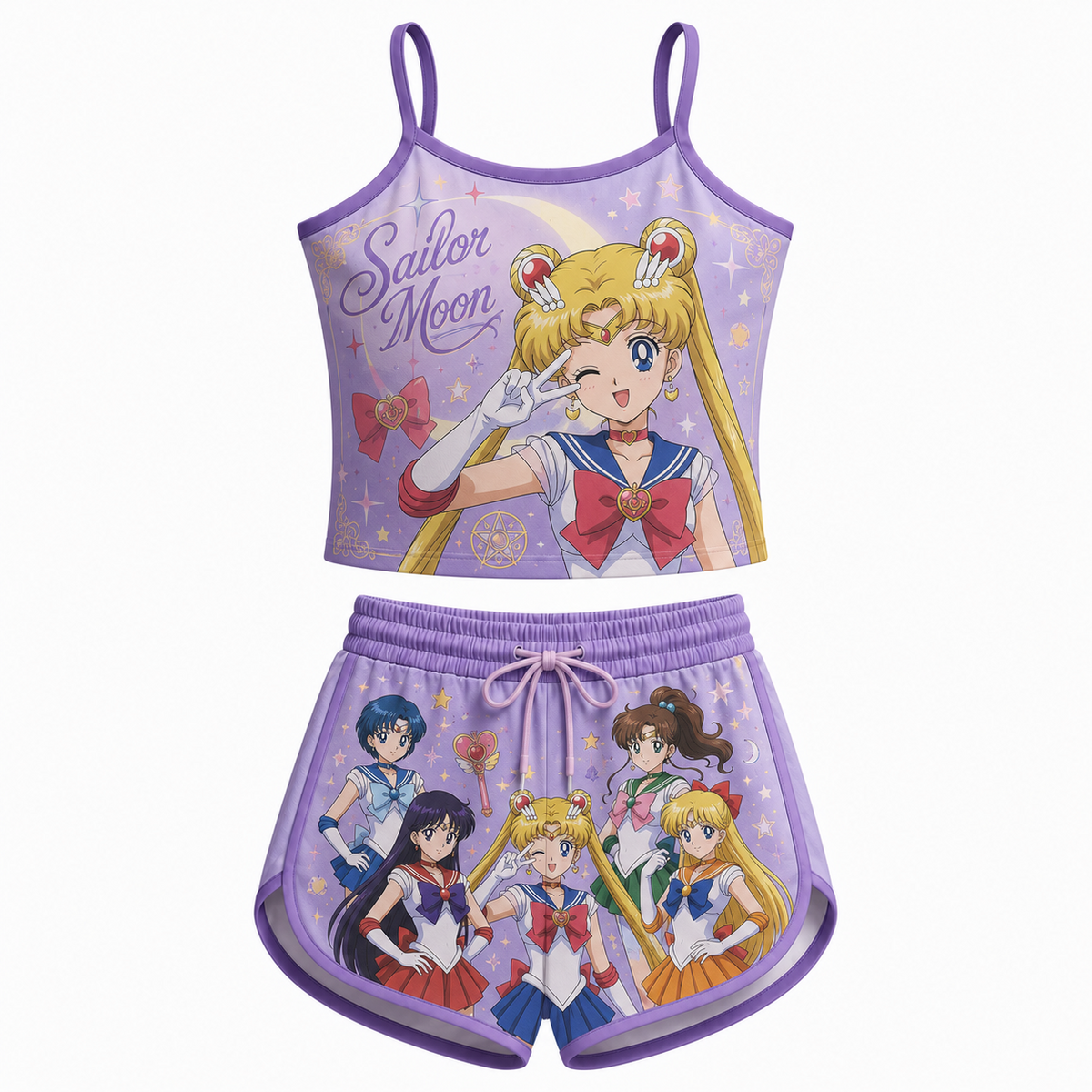 Sailor Moon Anime Shorts and Crop Top Set