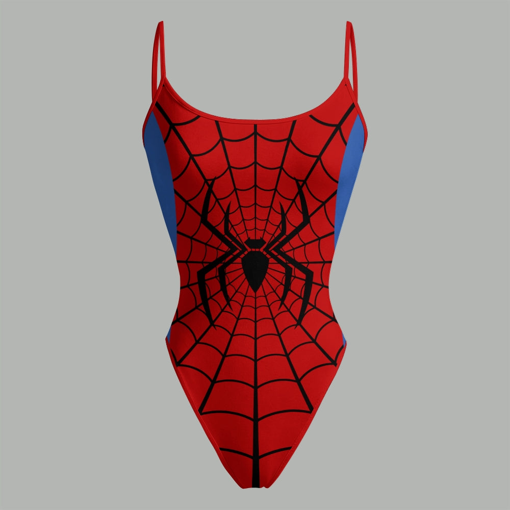Spider-Man Bodysuit  & Stretch Black Denim Shorts Two-Piece Set