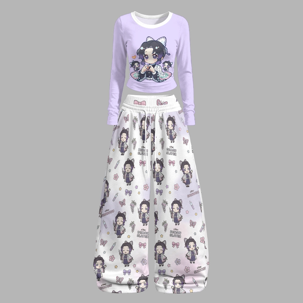 Demon Slayer Long-Sleeved Double-Layer Stretch Pants Set