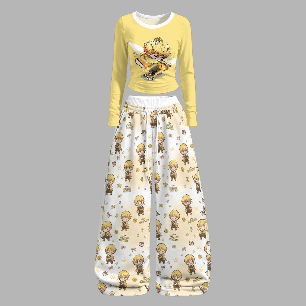 Demon Slayer Long-Sleeved Double-Layer Stretch Pants Set