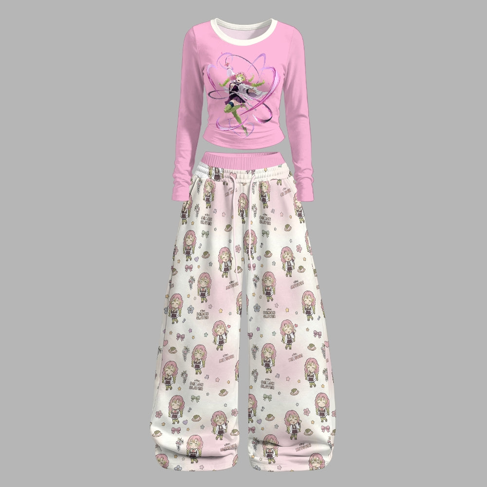 "Demon Slayerx" Long-Sleeved Double-Layer Stretch Pants Set