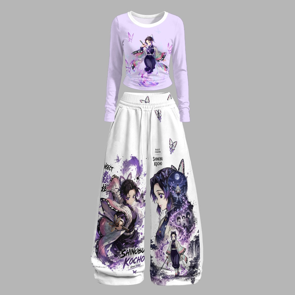 "Demon Slayerx" Long-Sleeved Double-Layer Stretch Pants Set