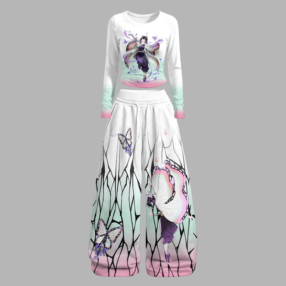 Lo"Demon Slayerx" Long-Sleeved Double-Layer Stretch Pants Set
