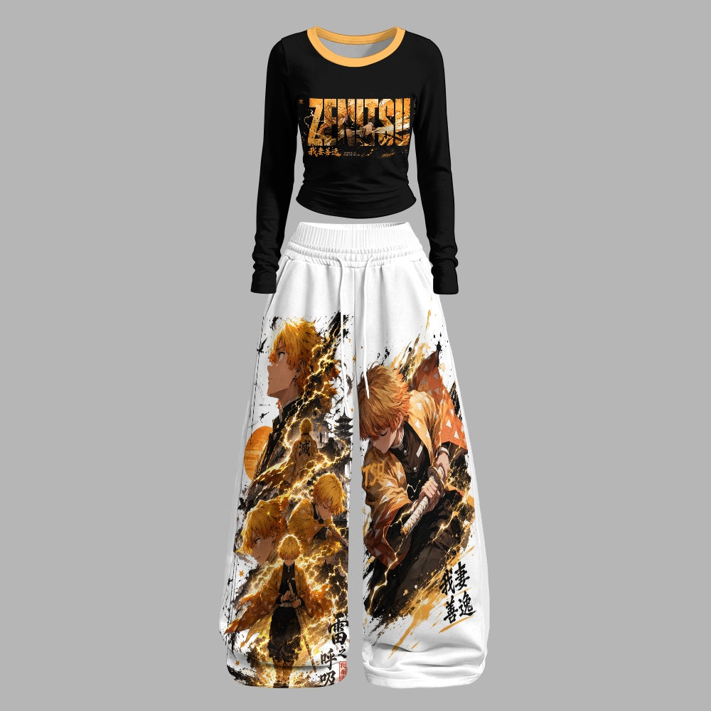 "Demon Slayerx" Long-Sleeved Double-Layer Stretch Pants Set