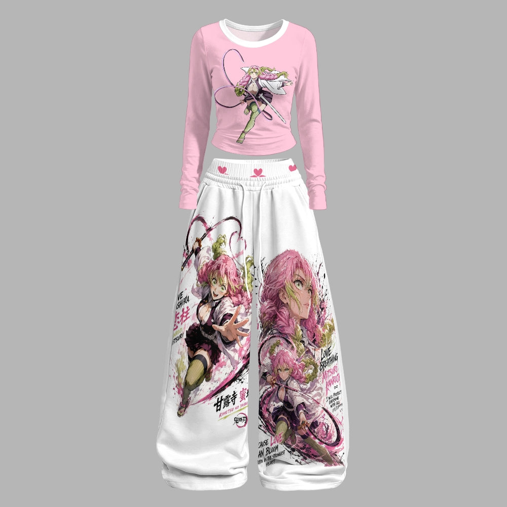 "Demon Slayerx" Long-Sleeved Double-Layer Stretch Pants Set