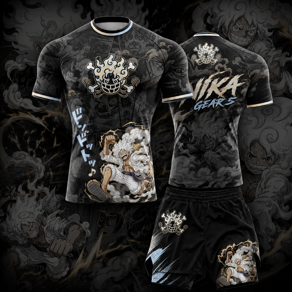 One Piece Luffy Themed Men's Fitness Top and Shorts Set