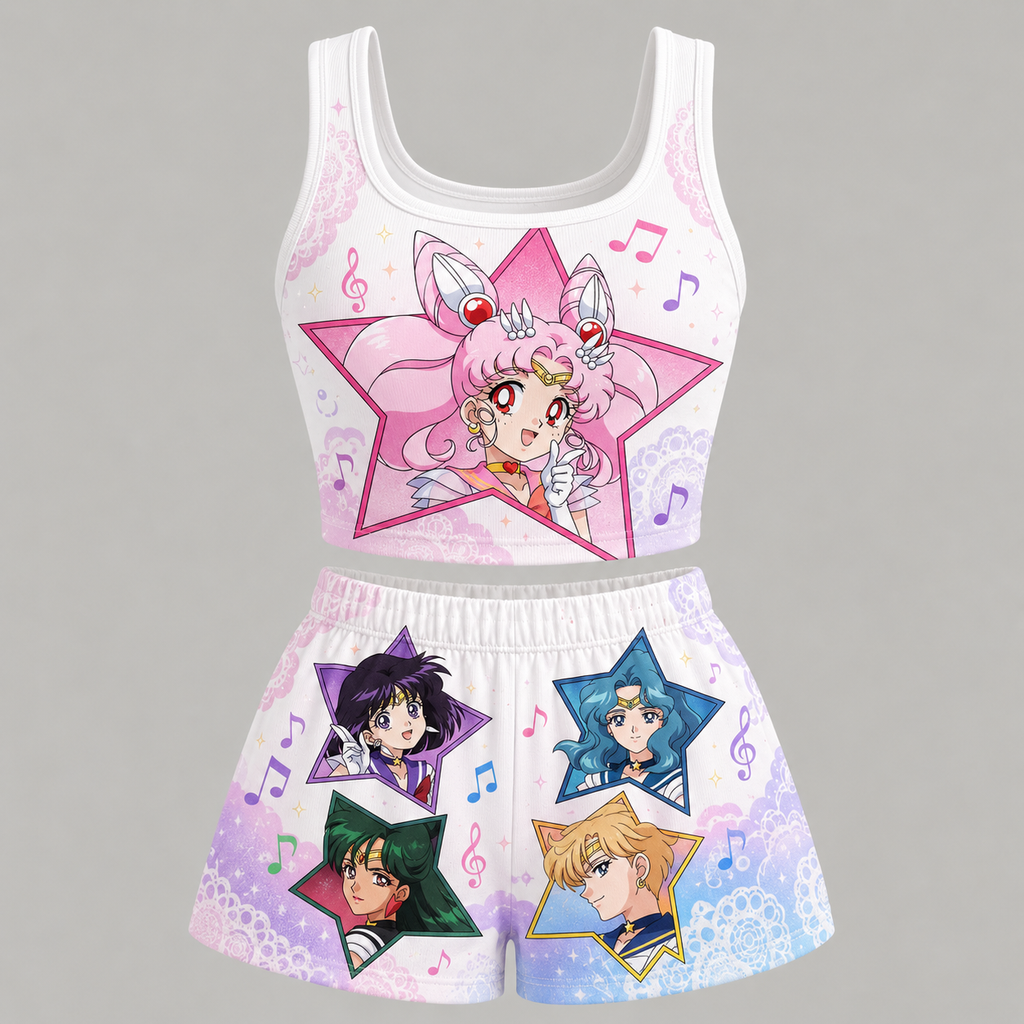 Animescollection Sailor Moon Vest and shorts Two-Piece Set