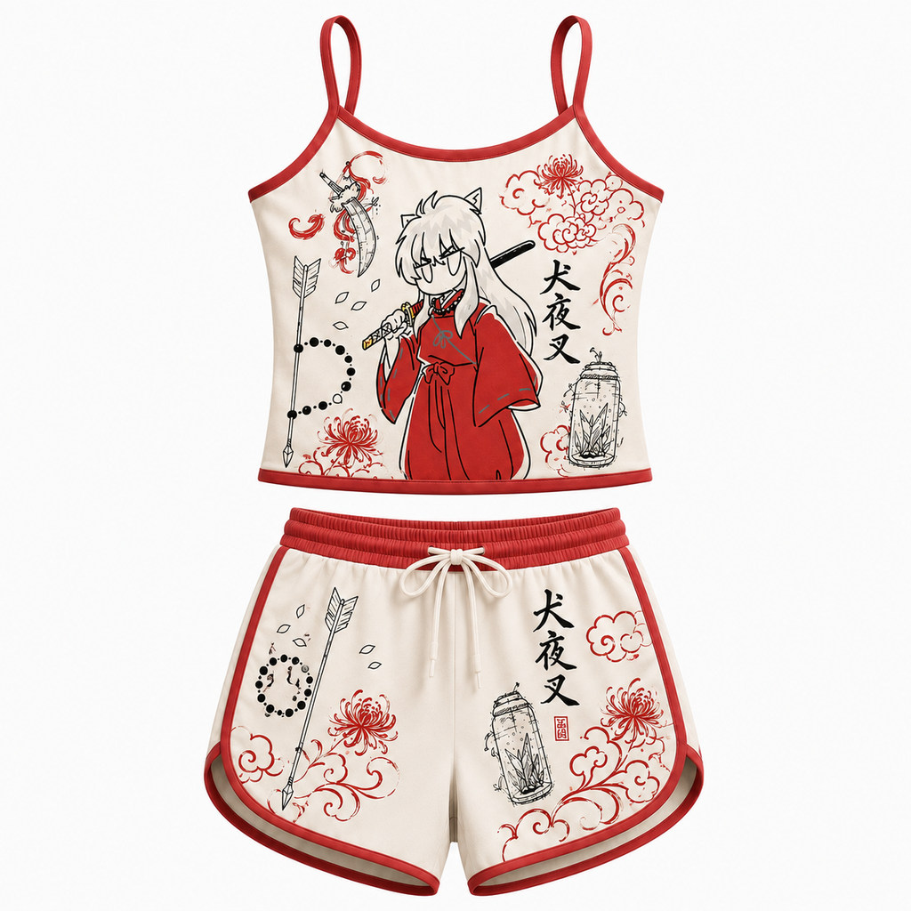 Inuyasha One Piece Anime Shorts and Crop Top Set