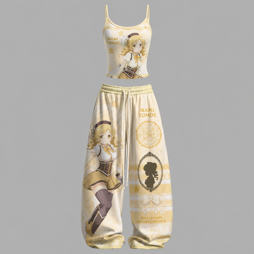 Puella Magi Madoka Magica Women's Top and Elastic-Waist Pants Two-Piece Set