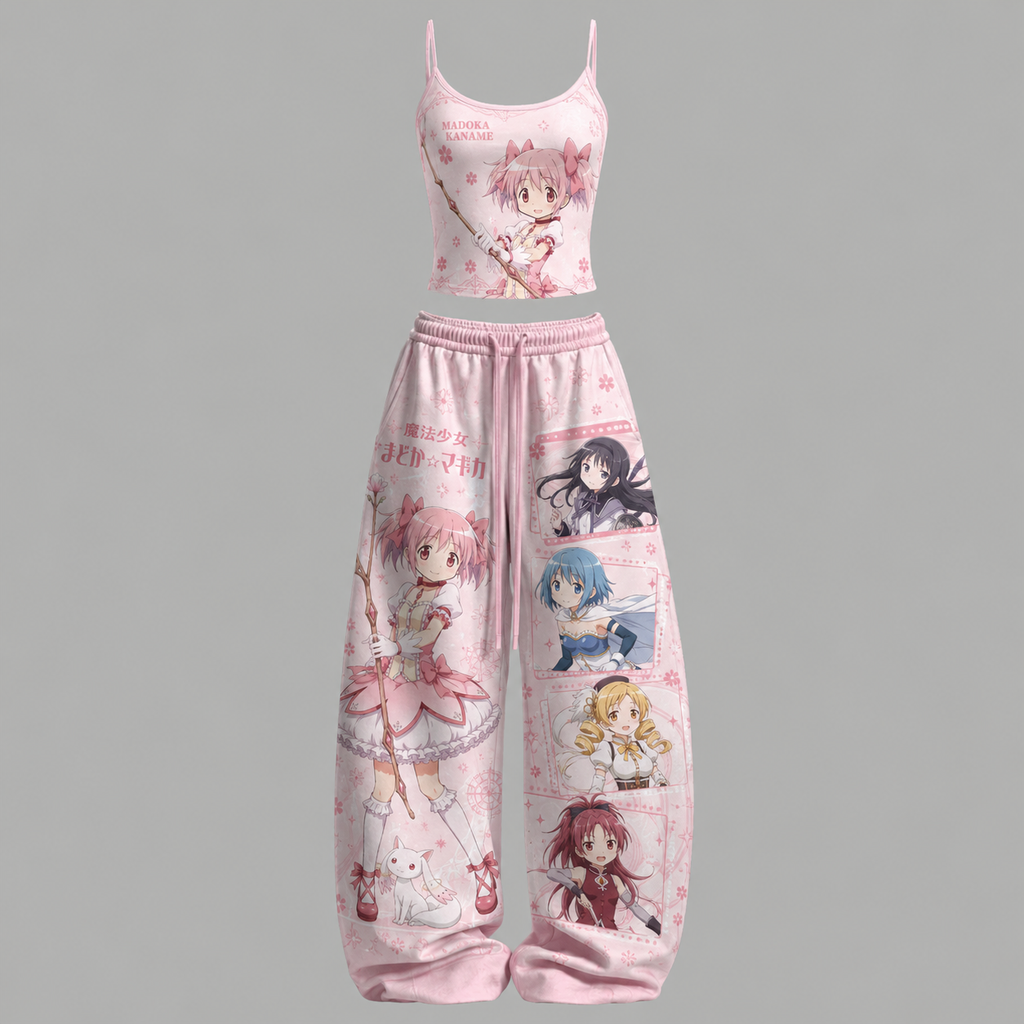 Puella Magi Madoka Magica Women's Top and Elastic-Waist Pants Two-Piece Set