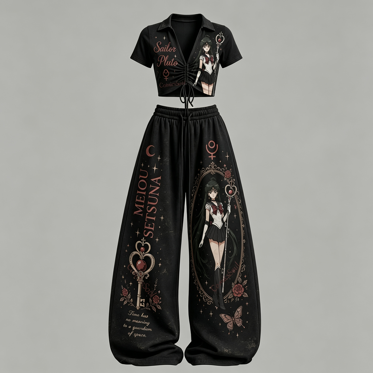 Sailor Moon Drawstring Short Sleeve Top & Long Pants Two-Piece Set