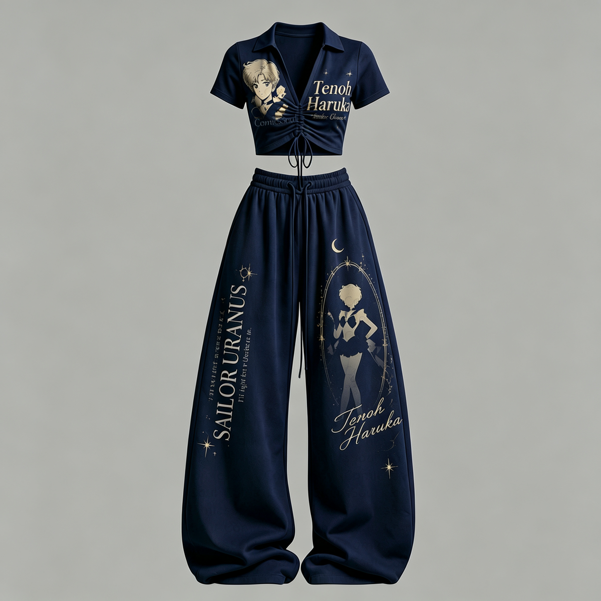 Sailor Moon Drawstring Short Sleeve Top & Long Pants Two-Piece Set