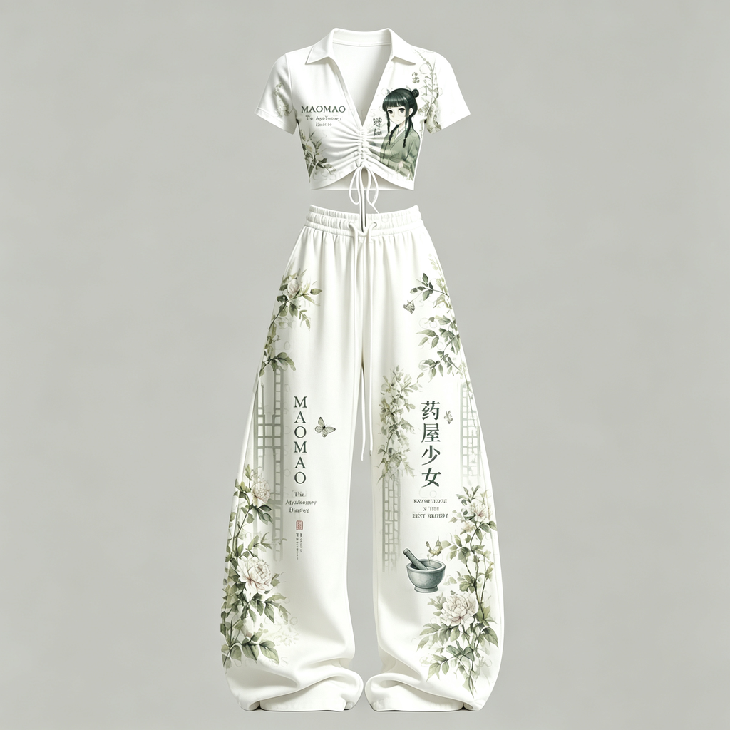 The Apothecary Diaries Drawstring Short Sleeve Top & Long Pants Two-Piece Set