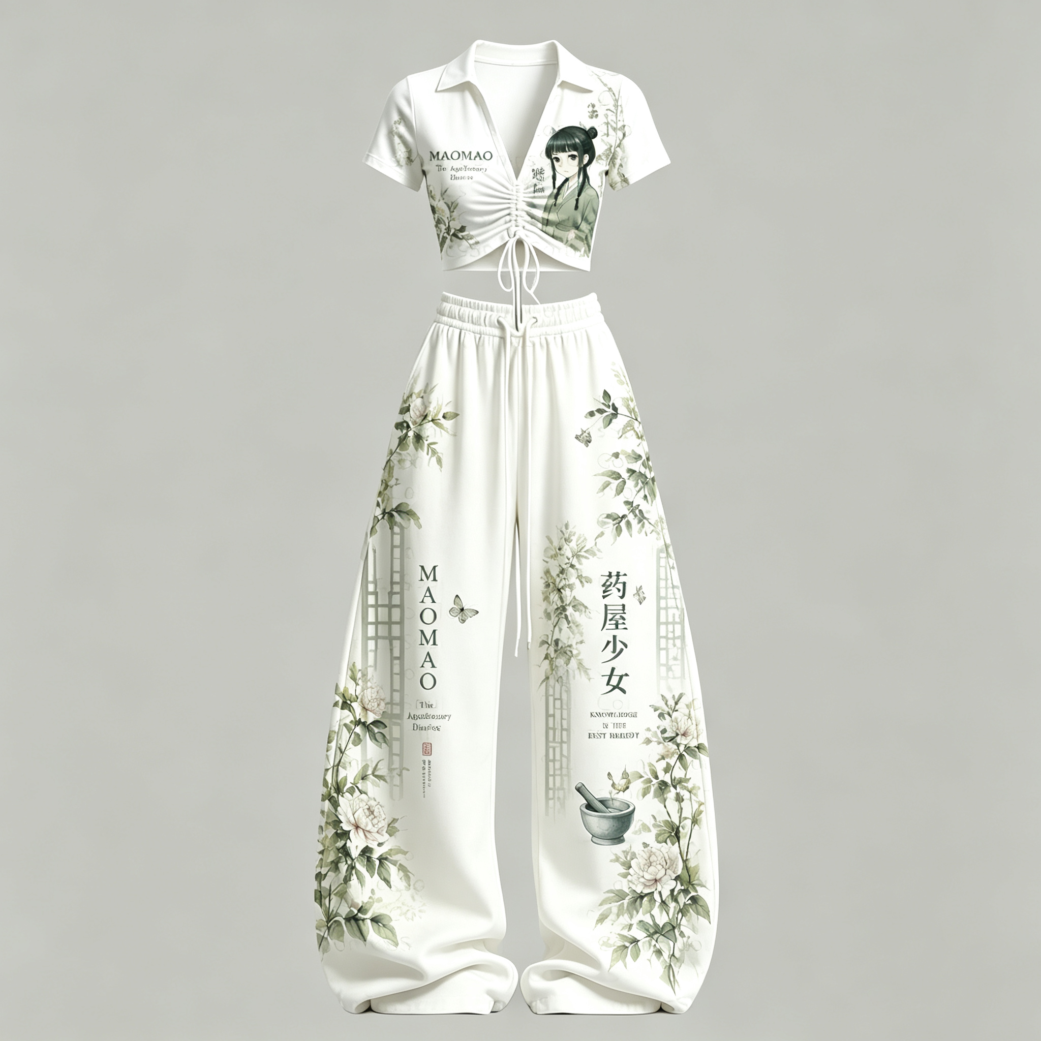 The Apothecary Diaries Drawstring Short Sleeve Top & Long Pants Two-Piece Set