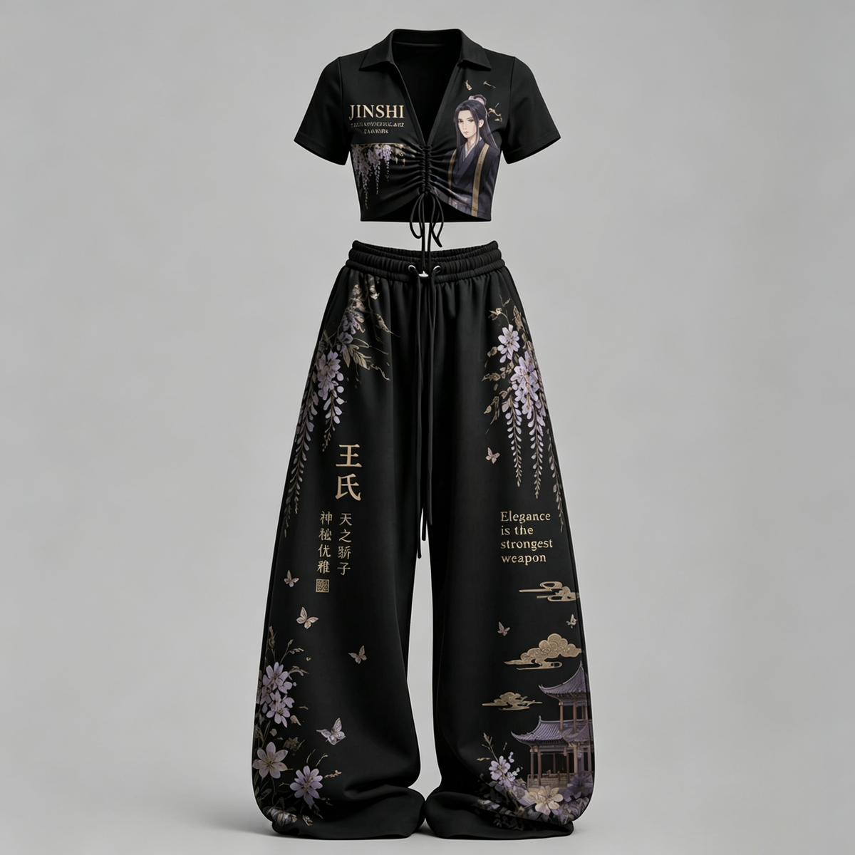 The Apothecary Diaries Drawstring Short Sleeve Top & Long Pants Two-Piece Set