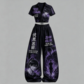 Jujutsu Kaisen Drawstring Short Sleeve Top & Long Pants Two-Piece Set