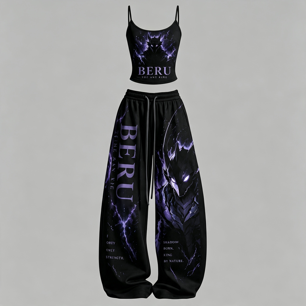 SOLO LEVELING Top & Elasticated Trousers Two-Piece Set