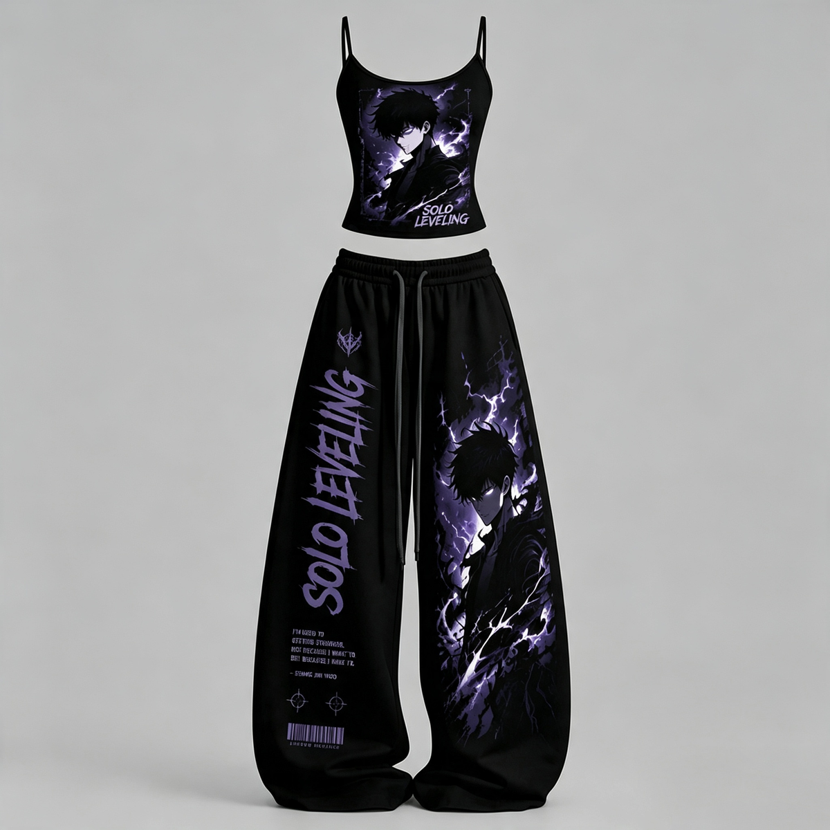 SOLO LEVELING Top & Elasticated Trousers Two-Piece Set