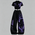 SOLO LEVELING Drawstring Short Sleeve Top & Long Pants Two-Piece Set