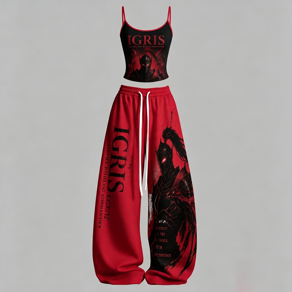 SOLO LEVELING Top & Elasticated Trousers Two-Piece Set