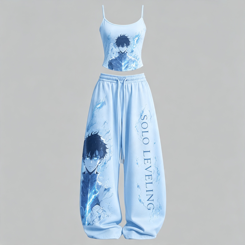 SOLO LEVELING Top & Elasticated Trousers Two-Piece Set