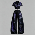 SOLO LEVELING Drawstring Short Sleeve Top & Long Pants Two-Piece Set