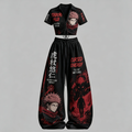 Jujutsu Kaisen Drawstring Short Sleeve Top & Long Pants Two-Piece Set