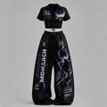 SOLO LEVELING Drawstring Short Sleeve Top & Long Pants Two-Piece Set