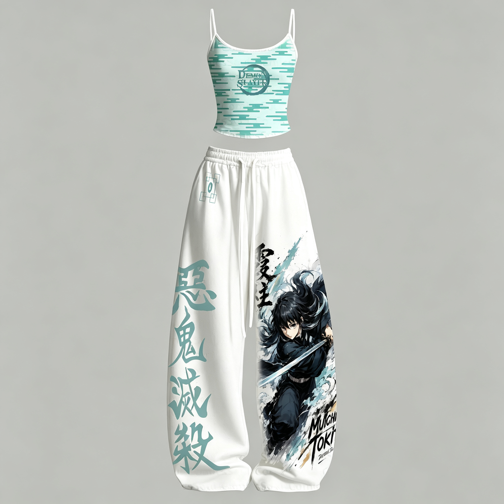 Demon Slayer Top & Elasticated Trousers Two-Piece Set