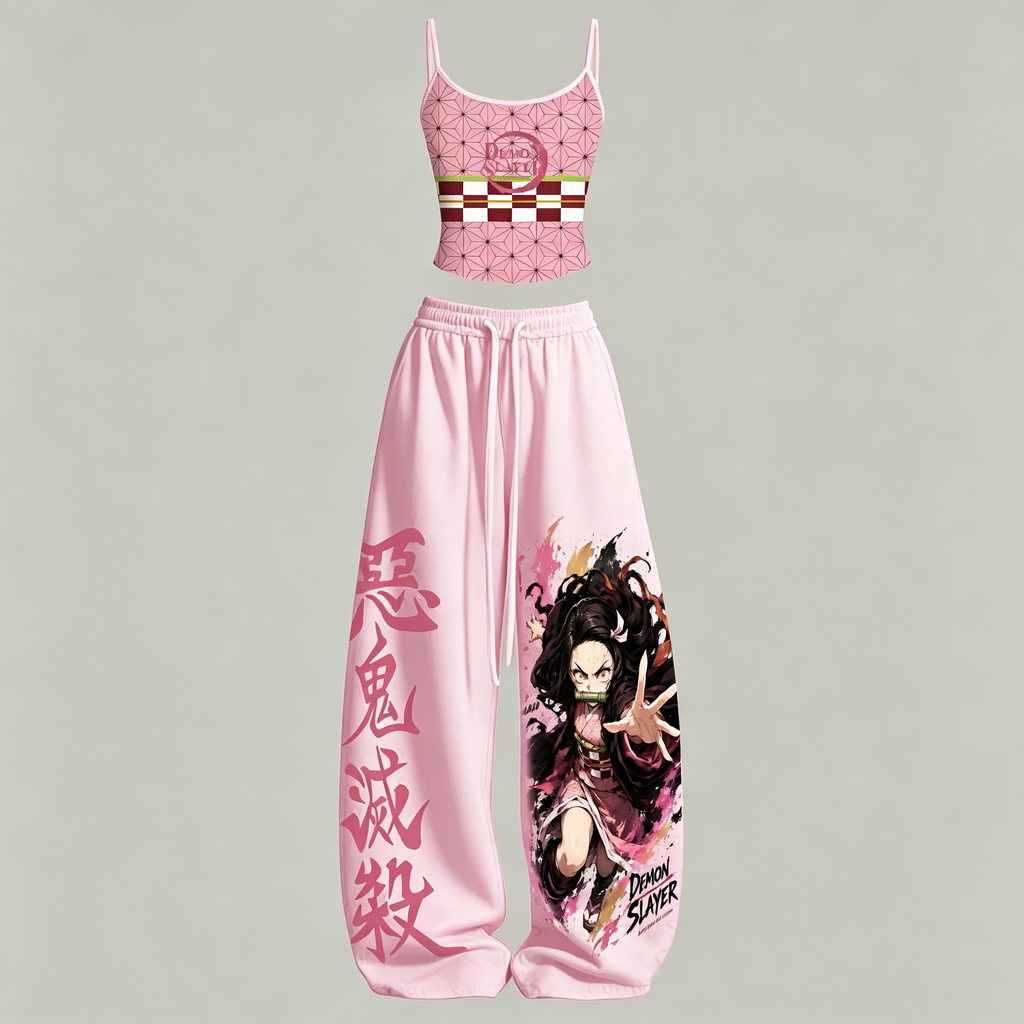 Demon Slayer Top & Elasticated Trousers Two-Piece Set