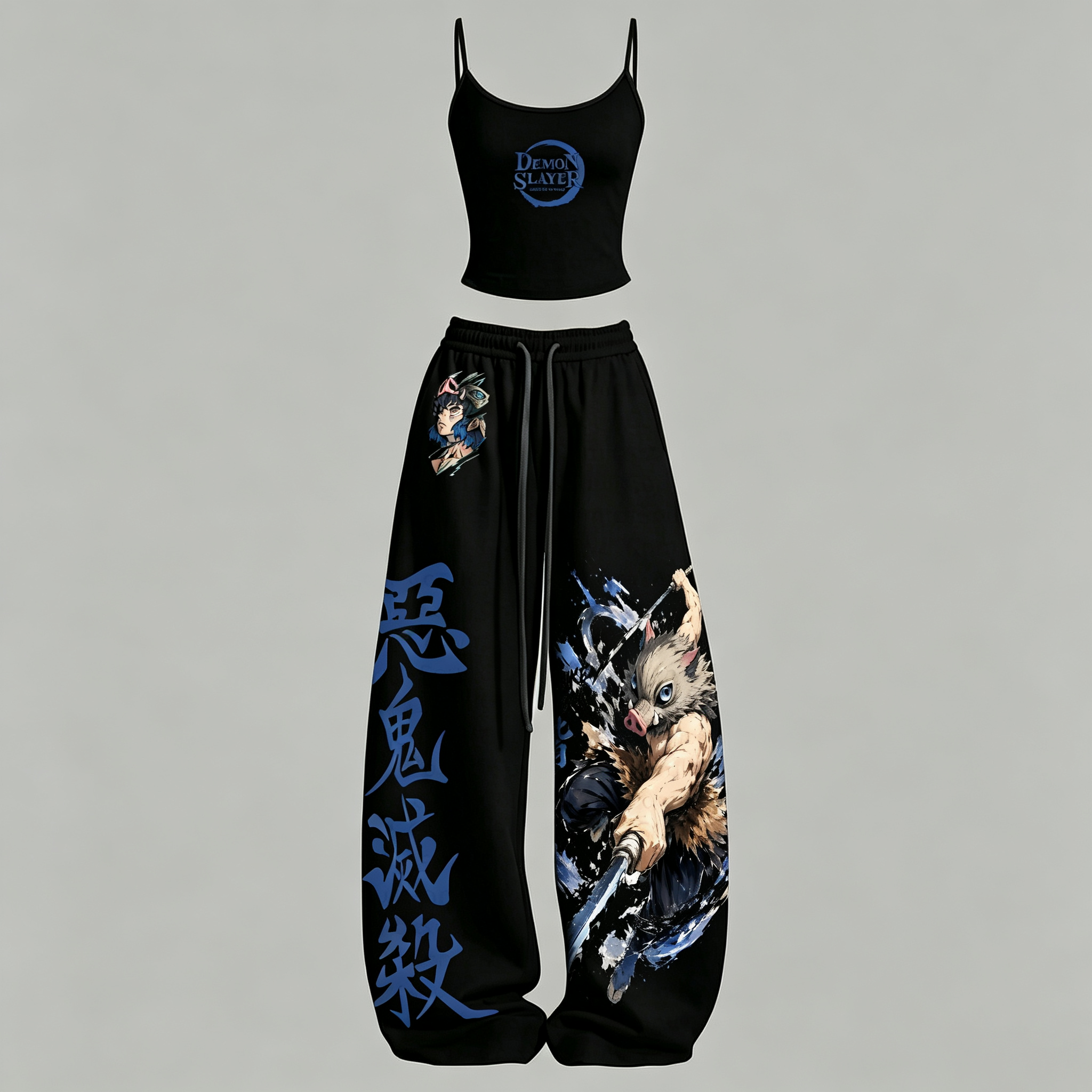 Demon Slayer Top & Elasticated Trousers Two-Piece Set
