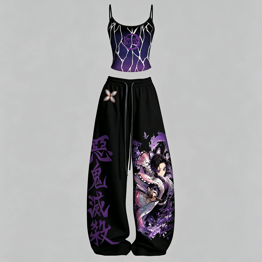 Demon Slayer Top & Elasticated Trousers Two-Piece Set