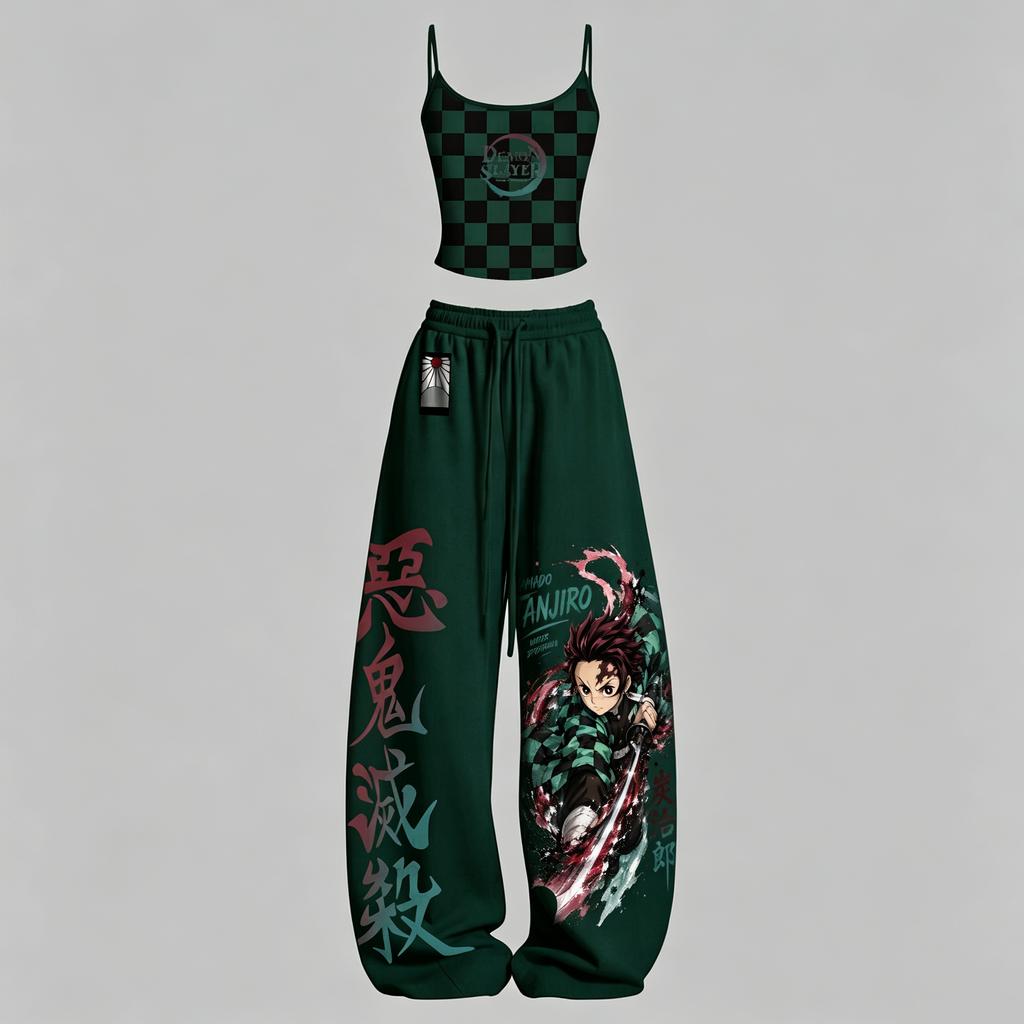Demon Slayer Top & Elasticated Trousers Two-Piece Set