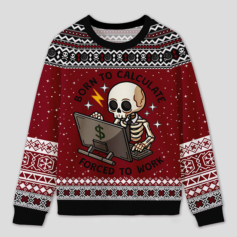 Personalized Working Skeleton Accountant Humor Ugly Sweater Office Holiday Party Gift for Accountants