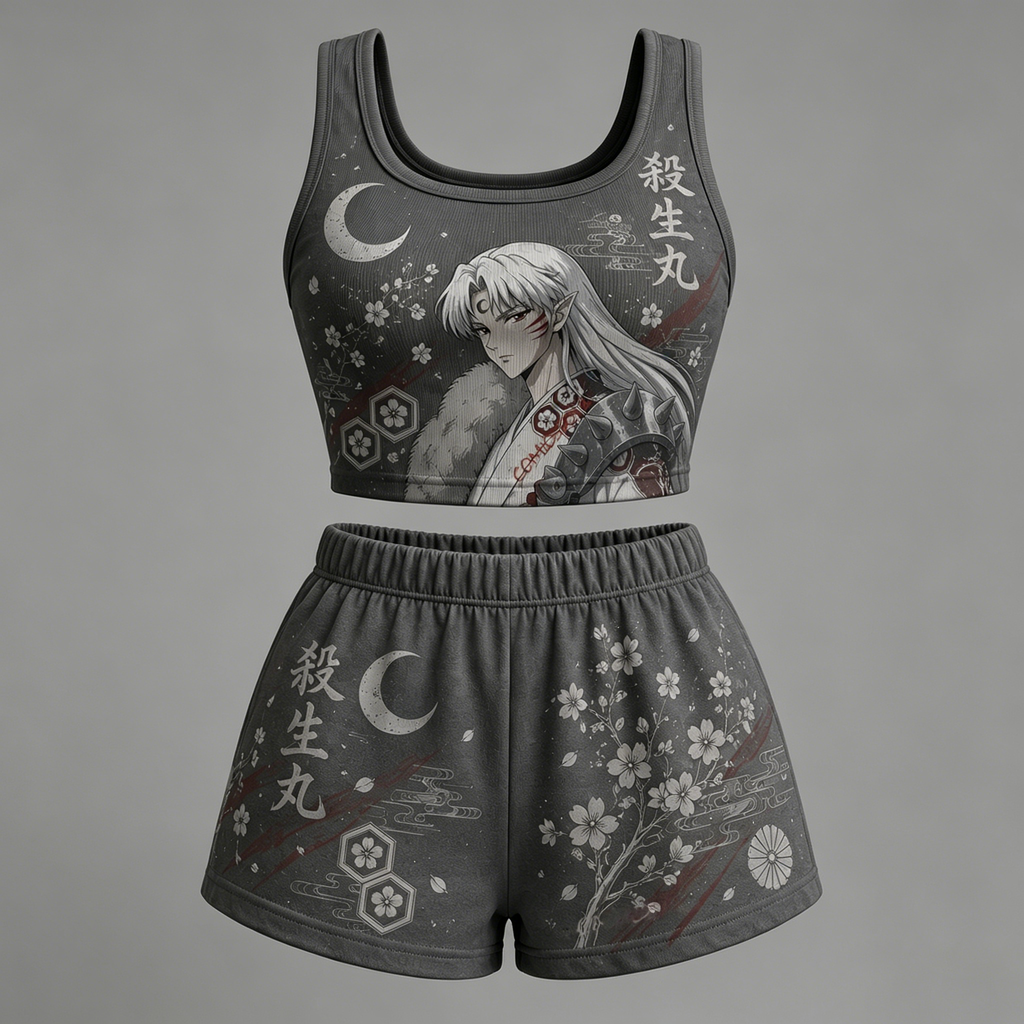Animescollection Inuyasha Vest and shorts Two-Piece Set
