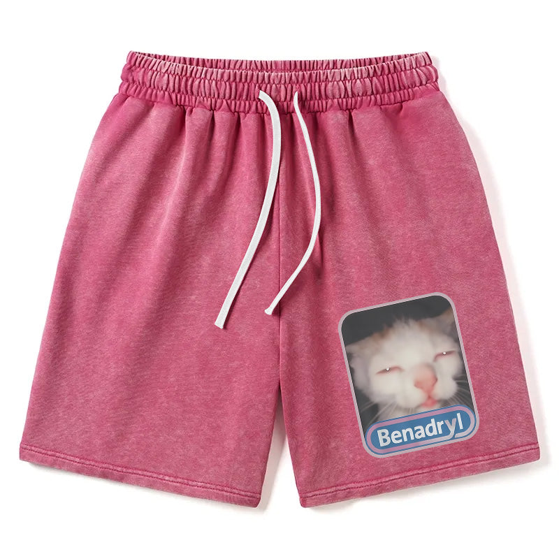 Animescollection Benadryl Meme Cat Washed Shorts