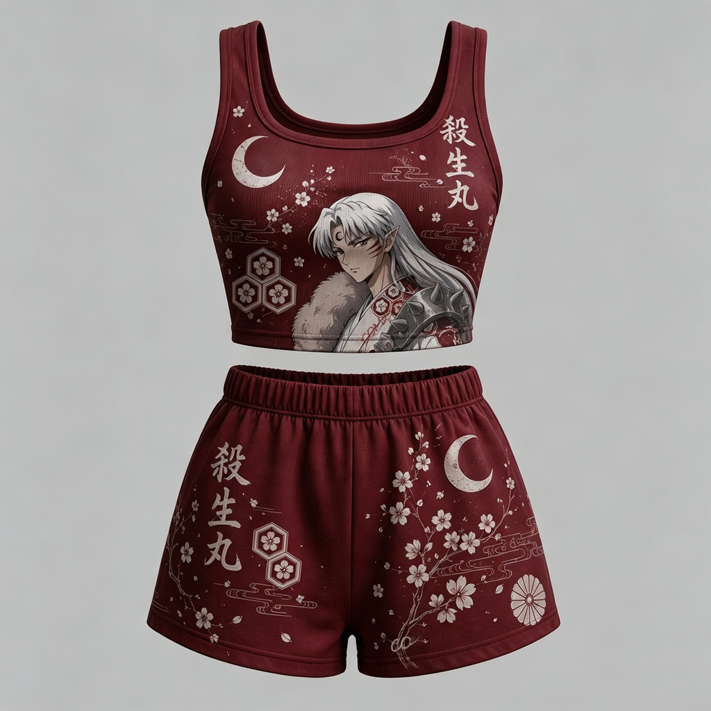 Animescollection Inuyasha Vest and shorts Two-Piece Set