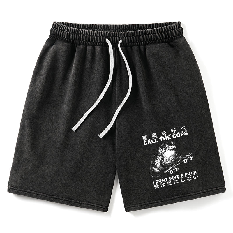 Animescollection I Don't Care Washed Shorts