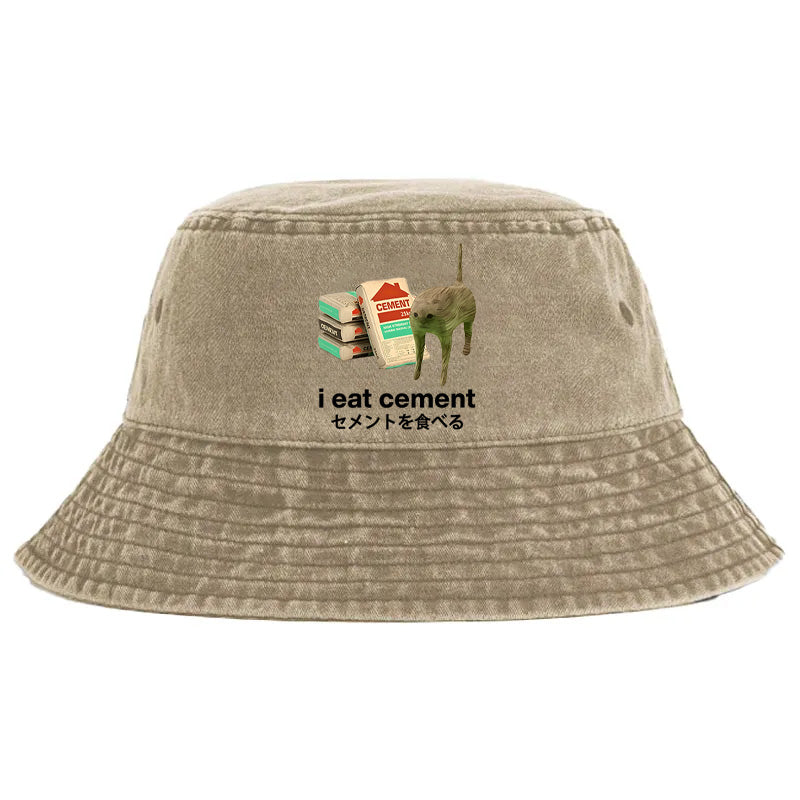 Animescollection I Eat Cement Washed Bucket Hat