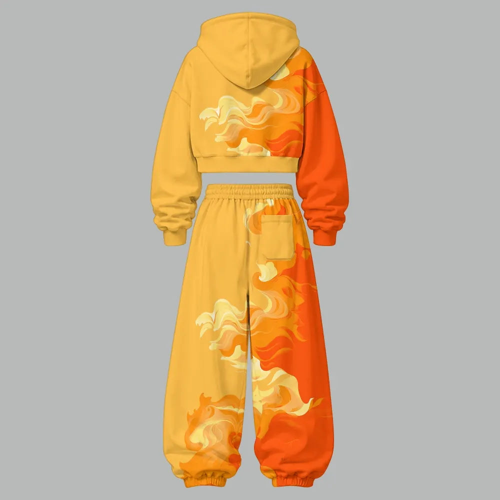 Pokémon Women's Cropped Long Sleeve Hoodie & High Waist Jogger Pants Two Piece Tracksuit Set