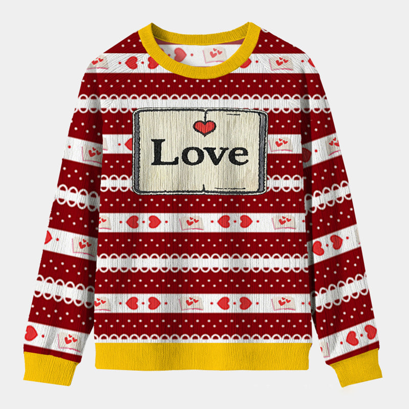 Personalized Bookish Love Heartfelt Ugly Sweater Holiday Gift for Book Lover